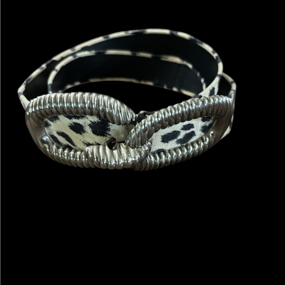 Leopard Print Belt with Silver Accents